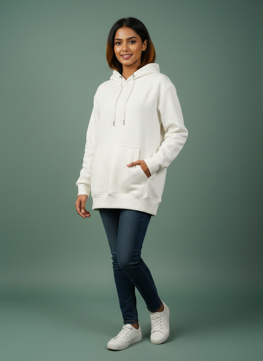 Unisex Cream Pullover Hoodie - Soft & Premium Comfort