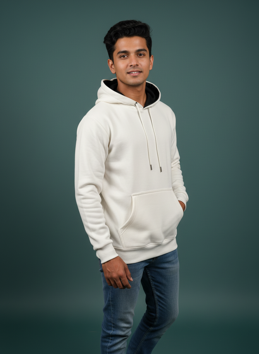 Unisex Cream Pullover Hoodie - Soft & Premium Comfort